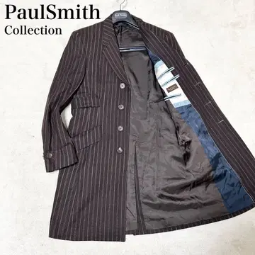 새상품급 폴스미스 컬렉션 울 체스터 코트 브라운 스트라이프