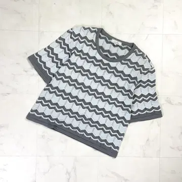 새상품급 레리안 지그재그 썸머 니트 반팔 보더 그레이 9*LD96