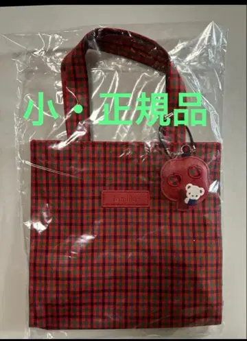 택 포함 미사용 새상품 파밀리아 토트백 소 빨간색 계열 파밀리아 체크