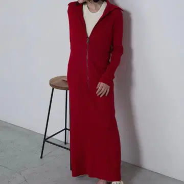 le ELMi 롱 하프 지퍼 폴로 니트 원피스