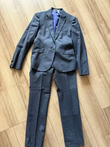 그레이 체크 팬츠 수트 싱글 버튼