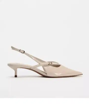 미사용 새상품 ZARA 백 스트랩 펌프스 35 22.8 베이지