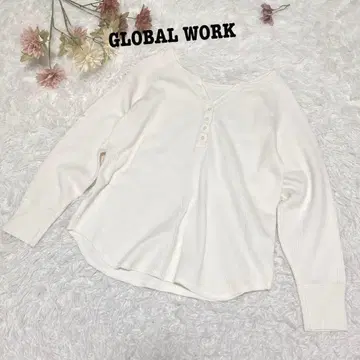 s.1381 [ 글로벌 워크 ] 긴팔 와플 티셔츠 화이트 M 사이즈