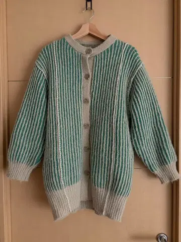 JEANASiS 그린과 베이지의 스트라이프 가디건