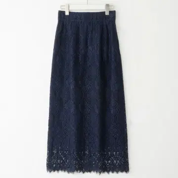 PLST 코드 레이스 내로우 롱 스커트 M 네이비