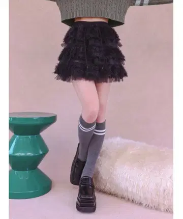 Darich 믹스 레이스 프릴 미니 스커트