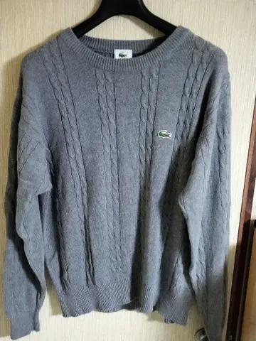 Lacoste 그레이 케이블 니트 스웨터