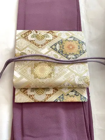 엘레강트한 후쿠로 오비 마름모 꽃 문양 오동나무 꽃 국화 미사용!