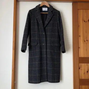 Framework 38 브라운 체크 무늬 체스터 코트