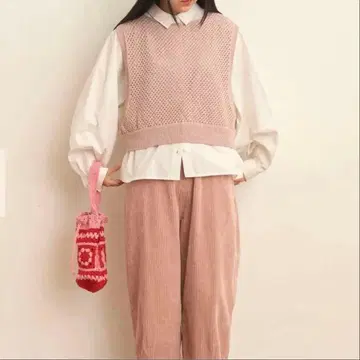 ambi.MAX 홀 가먼트 메쉬 편직 컴팩트 베스트(핑크)