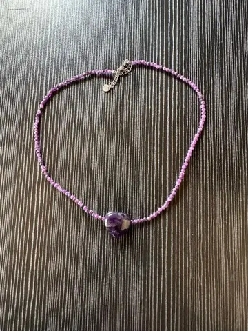 자수정 하트형 목걸이