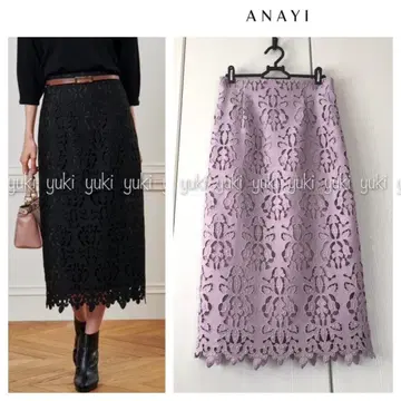 ANAYI 실루엣 모티브 레이스 타이트 스커트 38