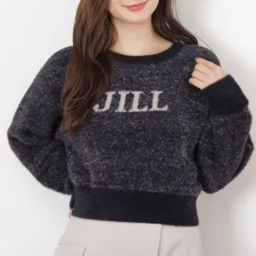 JILL by JILL STUART 라멜로 로고 자카드 니트 블랙