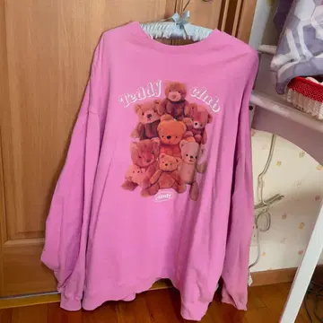 Candy stripper 캔스파 맨투맨 핑크 곰 트레이너