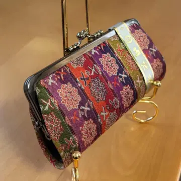 타츠무라 미술 직물 당화쌍조장반금 니시진 비단 구치카네 지갑