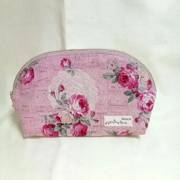 쉘형 메이크업 파우치 립 홀더 3개 밴딩 포켓 장미와 레이스와 음표 패턴