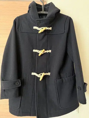 블랙 더플 코트 기장 75cm