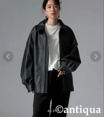 2WAY 오버 사이즈 인조 가죽 블루종 안티카