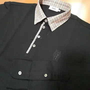 DAKS London 새상품 닥스 긴팔 체크 옷깃 피케 셔츠 블랙 L
