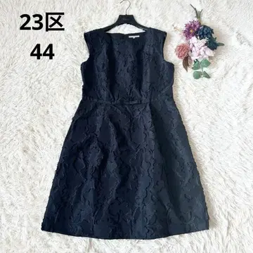 23구 APPLADIR 빅 사이즈 자카드 슬리브리스 원피스 네이비