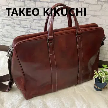 [ 고급 가죽 ] 다케오 키쿠치 비즈니스 백 브라운 A4