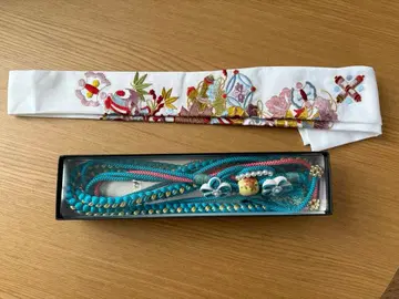 성인식 후리소데 허리띠 장식용 깃 그린 화이트