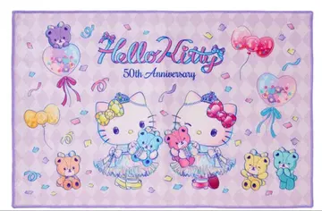 매트 키티 미미 50주년 핑크와 퍼플 2매 세트