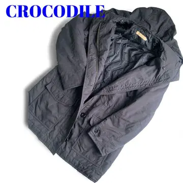 크로커다일 후드 부착 블랙 코트 L