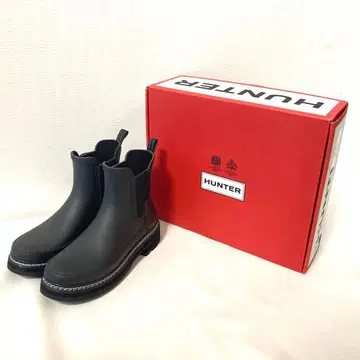 HUNTER 블랙 레인부츠 STITCH DETAIL CHELSEA