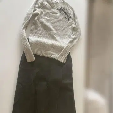 매디슨 블루 그레이 체크 무늬 니트와 스커트 셋업