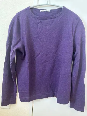 n100 보라색 캐시미어 얇은 소재 긴팔 니트