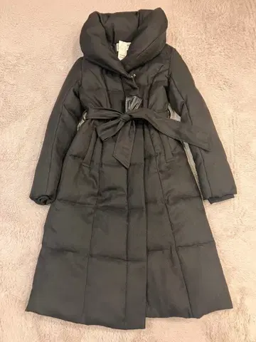 새상품 ROYAL PARTY 롱 다운 코트 블랙 M 리본 벨트 포함