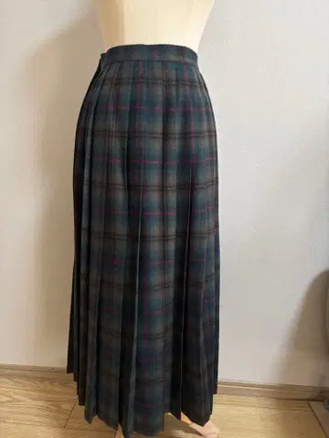 새상품급 ROPE 울 90% 플리츠 맥시 롱 스커트 체크
