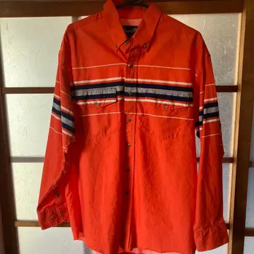 랭글러 Wrangler 웨스턴 셔츠 오렌지 구제 의류 긴팔 보더