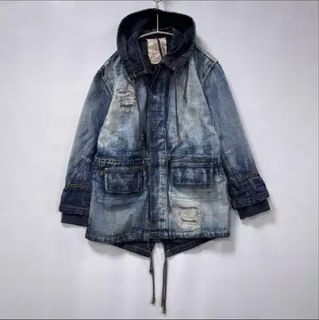 후드 부착 데님 자켓