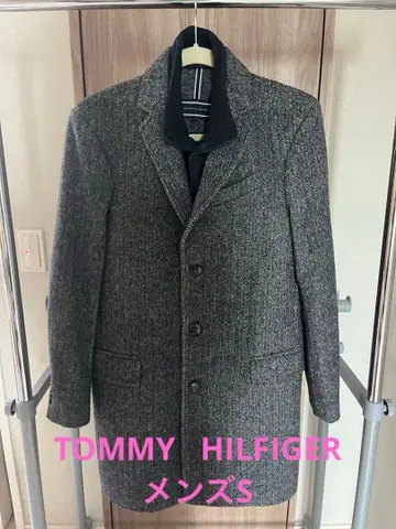 울 혼방 그레이 계열 피 코트 타미힐피거