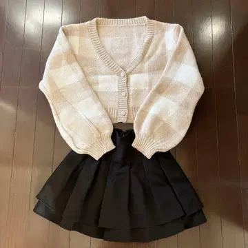 셰리미 체크 무늬 가디건