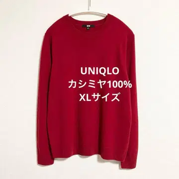유니클로 캐시미어 100% 크루넥 스웨터 XL 레드