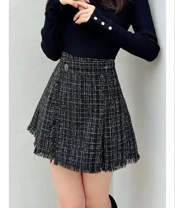 RESEXXY 트위드 랩 미니 스커트
