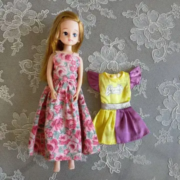 리카짱 인형 꽃무늬 드레스 교체 의류 1장