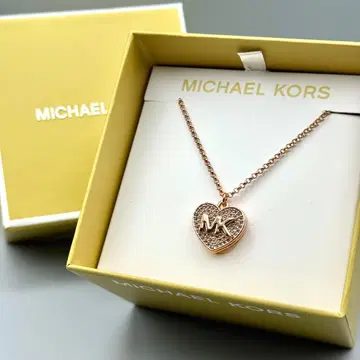 [ 새상품 ] MICHAEL KORS 파베 하트 로켓 목걸이 로즈 골드