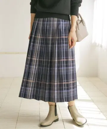 새상품 도어즈 컬러 체크 플리츠 스커트/