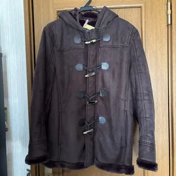 새상품급 브라운 더플 코트 후드 부착