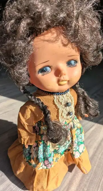 쇼와 레트로 빈티지품 롤 헤어 드레스 소프트 비닐 인형