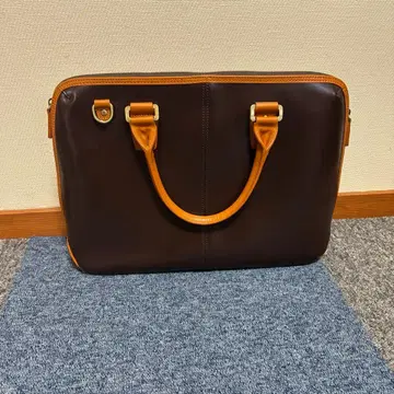 가죽 비즈니스 백 다크 브라운 오렌지