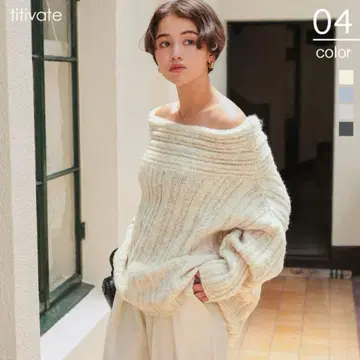 titivate 오프숄더 니트 스웨터 아이보리