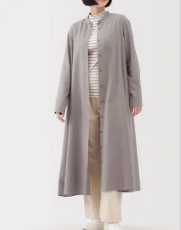 무인양품 양면 기모 플란넬 스탠드 카라 긴팔 원피스 베이지 XL