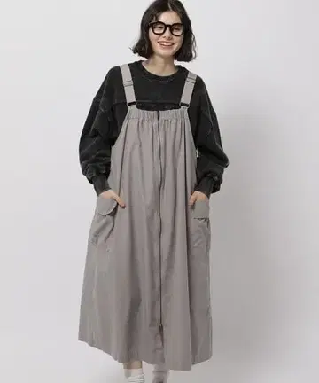 개더 ZIP 청 원피스