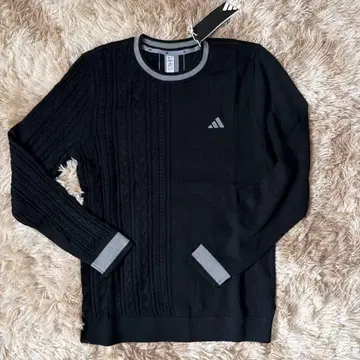 택 포함 새상품 adidas 블랙 케이블 짜임 스웨터