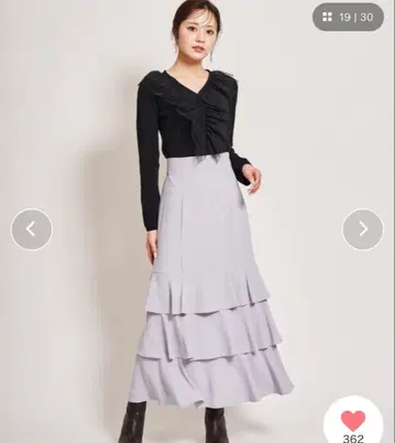 트란테안 손 드 모드 티어드 머메이드 스커트 색스 그레이 S